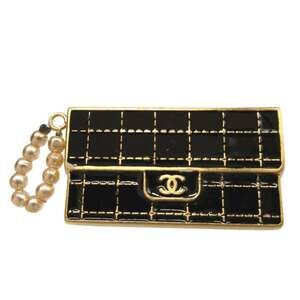 CHANEL Black Logo Brooch